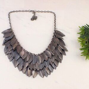 Gunmetal Leaf Dangling Clusters Choker Necklace